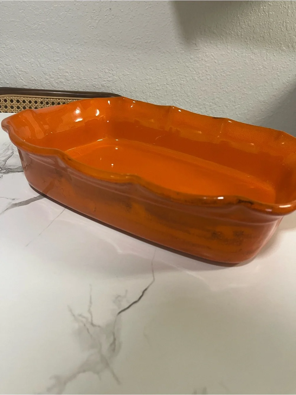 De Silva Italian Bright Orange Glazed Ceramic Serving Dish